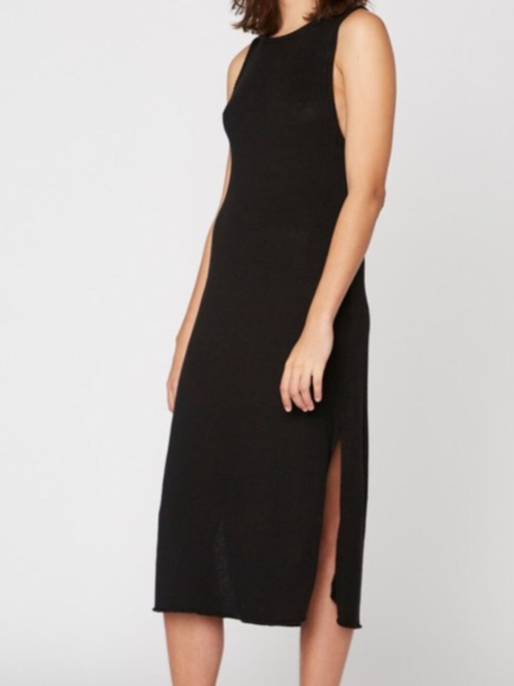 Lacausa Opal Hand Knit Roll Neck Organic Cotton Midi Dress Minimalist Neutral